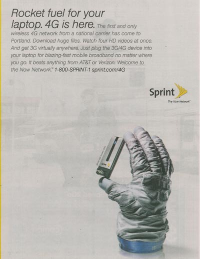 Sprint 4G Sprint 4G ad in Portland Business Journal