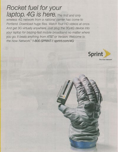 Sprint 4G ad in Portland Business Journal