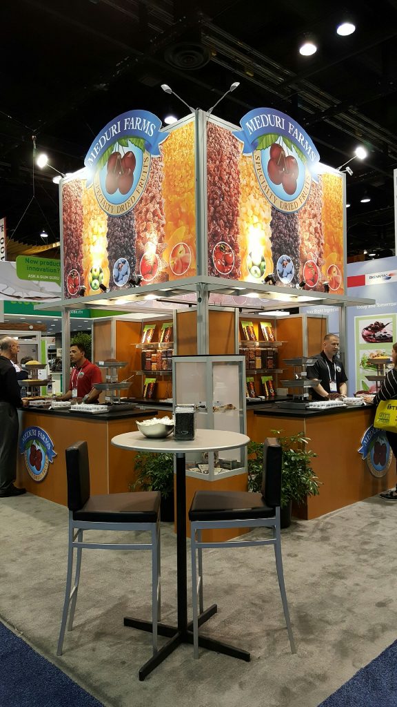 Meduri Farms 20x20 custom exhibit, seen at IFT, Chicago, July 2016