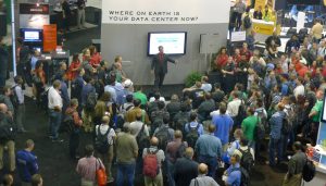 tradeshow booth overwhelmed by visitors